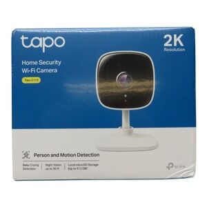 TP-LINK Tapo 2k Indoor Security Wi-Fi Camera, Tapo C110 Night Vision, White
